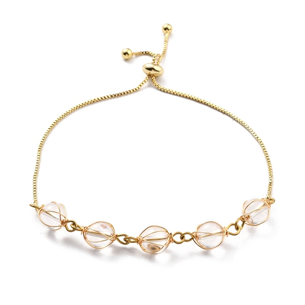 

PandaHall Natural Quartz Wrapped Bracelets, Golden Brass Slider Bracelet for Women, Lead Free & Cadmium Free, 10-5/8 inch(27cm) Quartz