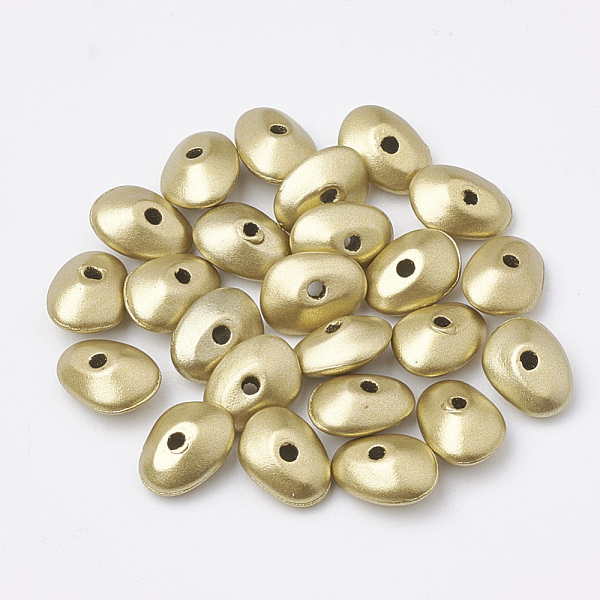 

PandaHall Spray Painted Acrylic Bead Spacers, Oval, Goldenrod, 9x6.5x4mm, Hole: 1mm, about 444pcs/50g Acrylic Oval Gold