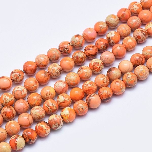Brins de perles de jaspe impérial naturel