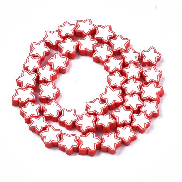 

PandaHall Handmade Polymer Clay Beads Strands, Star, Crimson, 8~10x8~10x3~4.5mm, Hole: 1.5mm, about 40pcs/strand, 12.60 inch~13.58inch..., Pink