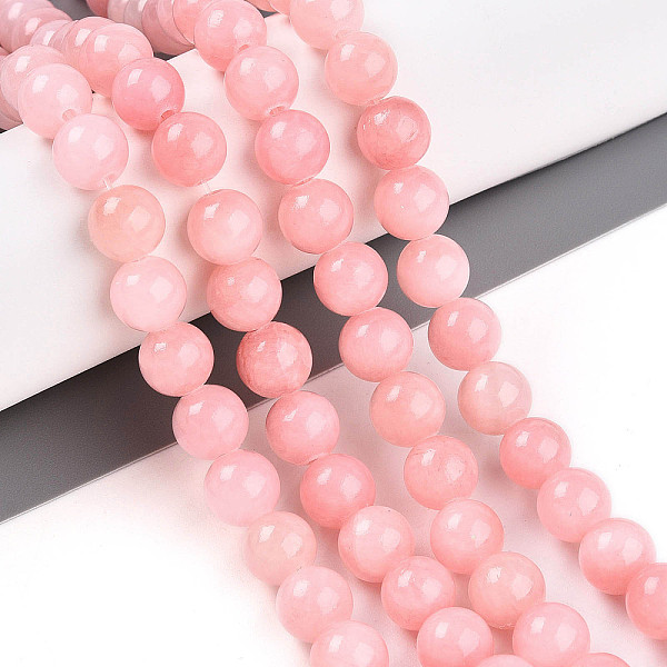 Chapelets de perles de pierres en jade jaune teinte