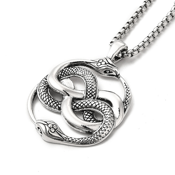 

PandaHall Alloy Snake Pandant Necklace with Stainless Steel Box Chains, Gothic Jewelry for Men Women, Antique Silver, 23.62 inch(60cm)...