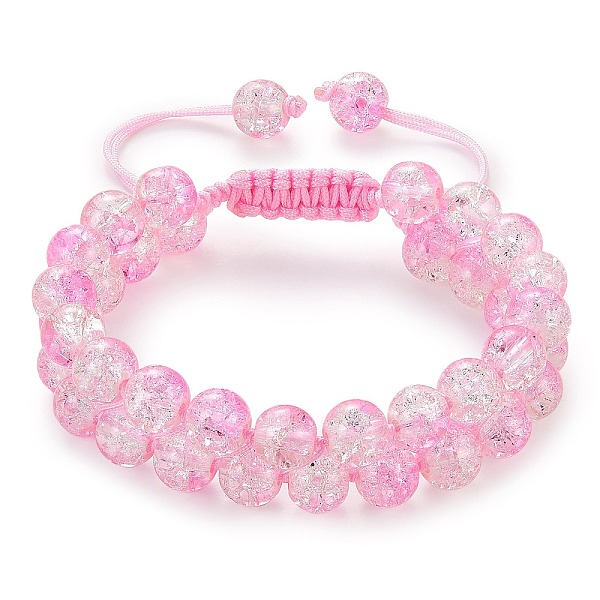 

PandaHall Sparkling Round Glass Braided Bead Bracelet, Double Layered Wrap Adjustable Bracelet for Women, Pink, Inner Diameter: 2~3-1/8 inch...