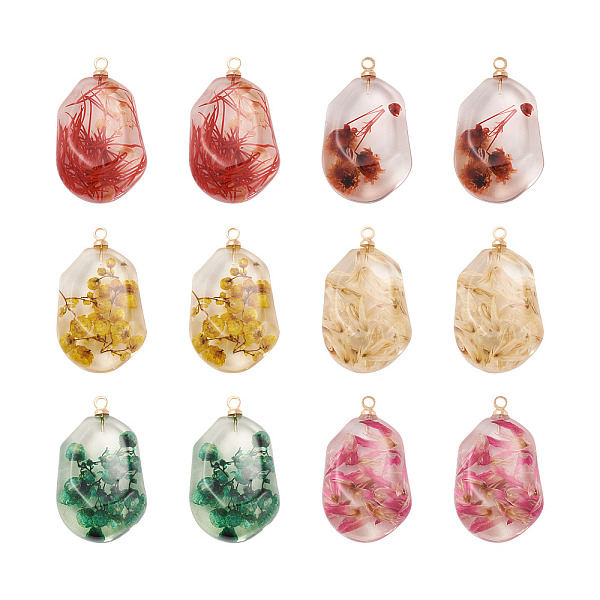 12Pcs 6 Colors Resin Pendants