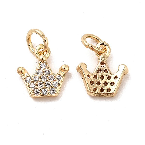 

PandaHall Rack Plating Brass Micro Pave Clear Cubic Zirconia Pendants, Long-Lasting Plated, Cadmium Free & Lead Free, with Jump Ring, Crown...