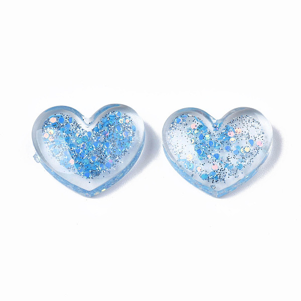 

PandaHall Transparent Resin Cabochons, with Paillette and Glitter Powder, Heart, Deep Sky Blue, 17x21x6.5mm Epoxy Resin Heart