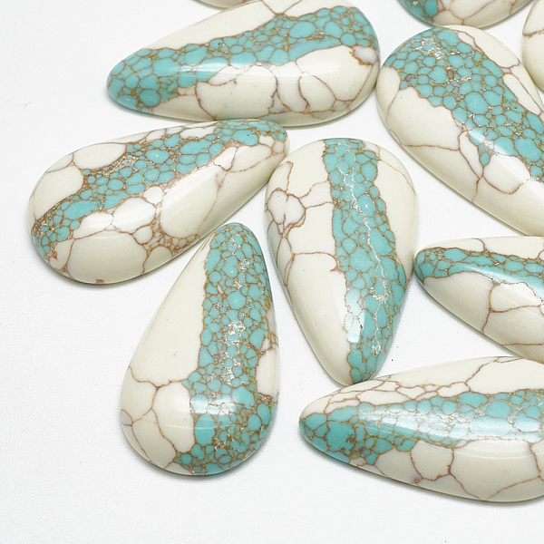

PandaHall Synthetic Turquoise Cabochons, teardrop, 49x27x6.5~7mm Synthetic Turquoise Teardrop