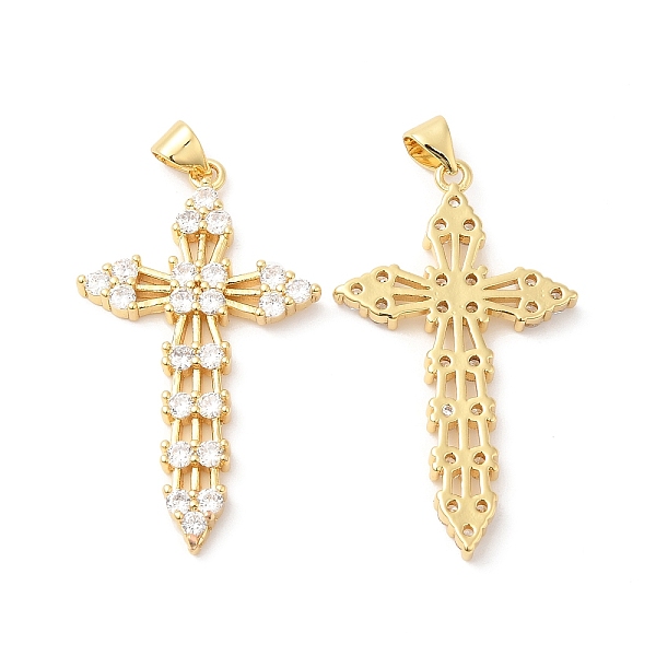 

PandaHall Brass Micro Pave Clear Cubic Zirconia Pendants, Cross Charms, Real 16K Gold Plated, 39.5x23x3mm, Hole: 4.5x3mm Brass+Cubic...