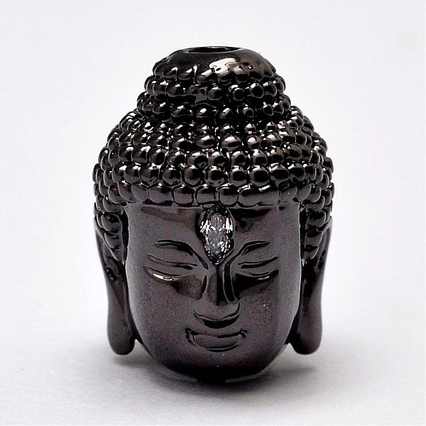

PandaHall Brass Beads, Micro Pave Grade AAA Cubic Zirconia, Buddha Head, Cadmium Free & Nickel Free & Lead Free, Gunmetal, 14x10x11mm, Hole...