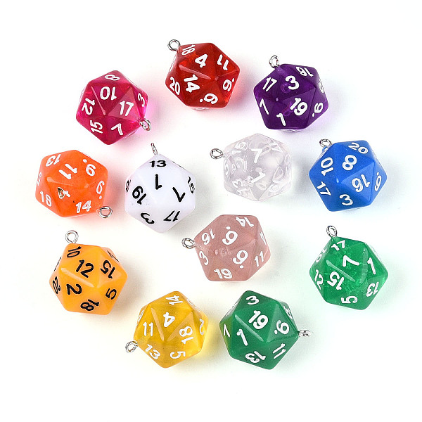 20 Facets Opaque Acrylic Pendants