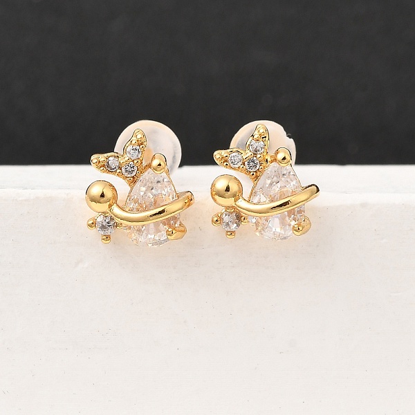 Boucle d'oreille en laiton micro pave zircone cubique transparente