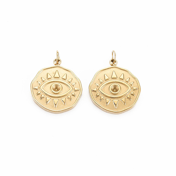 

PandaHall Ion Plating(IP) 304 Stainless Steel Pendant Rhinestone Settings, with Jump Rings, Flat Round, Real 14K Gold Plated, Fit For 2mm...