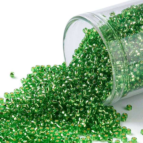 

PandaHall TOHO Round Seed Beads, Japanese Seed Beads, (27) Silver Lined Peridot, 15/0, 1.5mm, Hole: 0.7mm, about 3000pcs/10g Glass Green