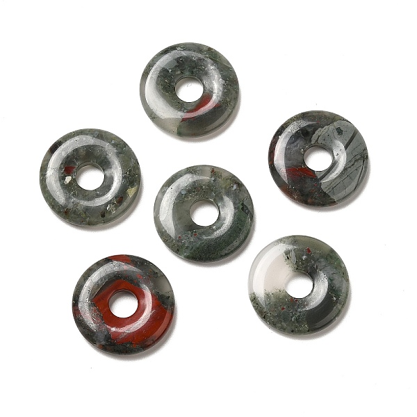 

PandaHall Natural African Bloodstone Pendants, Donut/Pi Disc Charm, 29.5x5.5mm, Hole: 8.3mm Bloodstone Donut