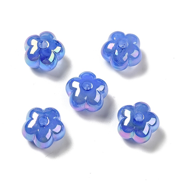 

PandaHall UV Plating Rainbow Iridescent Acrylic Beads, Flower, Royal Blue, 13.7x14x8.5mm, Hole: 2.6mm Acrylic Flower