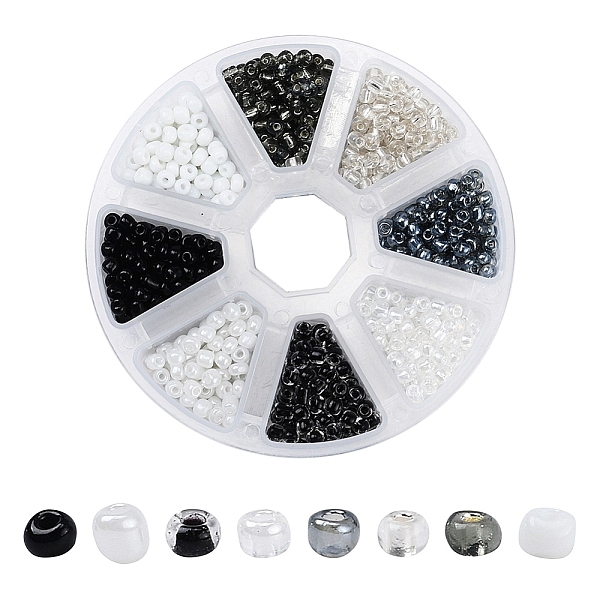 

PandaHall 8 Style 6/0 Glass Round Seed Beads, Opaque Colours & Silver Lined Round Hole & Ceylon & Transparent Inside Colours & Trans Round..., Multicolor
