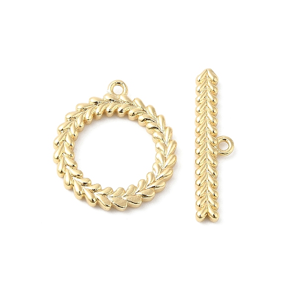 

PandaHall Brass Toggle Clasps, Wheat Ear Ring, Real 18K Gold Plated, Ring: 17.5x15.5x2mm, Hole: 1mm, Bar: 21x5x2mm, Hole: 1mm Brass Ring