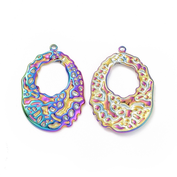 

PandaHall Ion Plating(IP) 304 Stainless Steel Pendants, Textured, Teardrop Charm, Rainbow Color, 33x22x2mm, Hole: 1.5mm 304 Stainless Steel...
