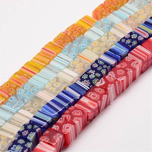 

PandaHall Handmade Millefiori Glass Bead Strands, Cube, Mixed Color, 8x8x8mm, Hole: 1mm, about 48pcs/strand, 14.9 inch Millefiori Lampwork..., Multicolor