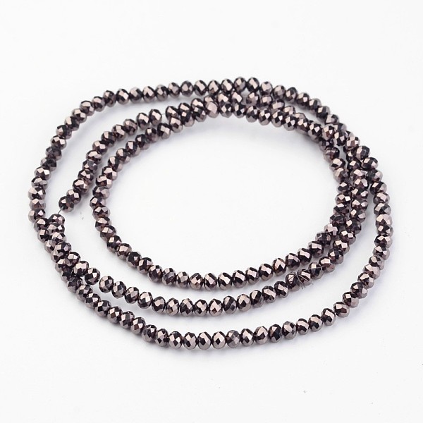 

PandaHall Electroplate Glass Bead Strands, Faceted, Rondelle, Copper Plated, 3x2mm, Hole: 1mm, about 165~169pcs/strand, 15~16 inch(38~40cm)...
