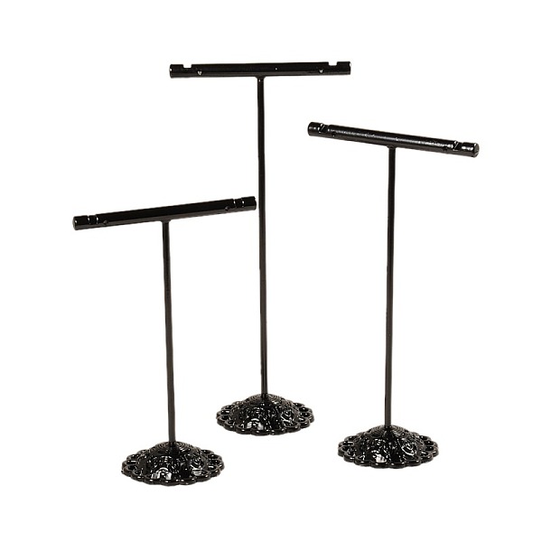 

PandaHall T Bar Iron Earring Displays Sets, Jewelry Display Rack, Jwvelry Tree Stand, Gunmetal, 90~125x60x34mm Iron