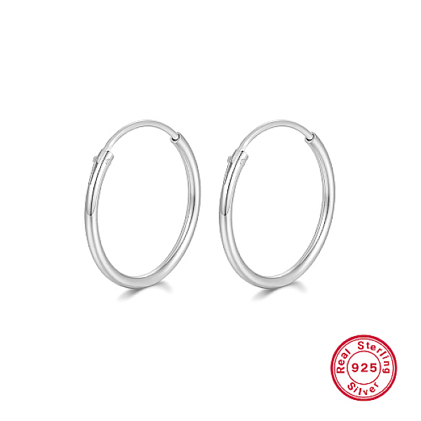 

PandaHall Rhodium Plated 925 Sterling Silver Huggie Hoop Earrings, Platinum, 30mm Sterling Silver Ring