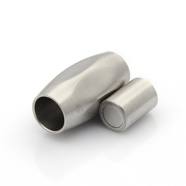 

PandaHall 304 Stainless Steel Matte Surface Magnetic Clasps with Glue-in Ends, Barrel, Stainless Steel Color, 21x11x10mm, Hole: 6mm 304...