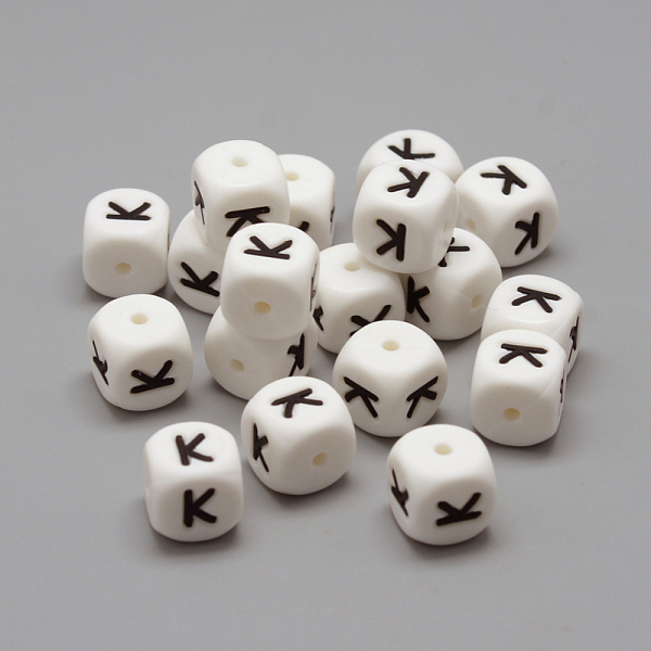 

PandaHall Food Grade Eco-Friendly Silicone Beads, Chewing Beads For Teethers, DIY Nursing Necklaces Making, Letter Style, Cube, White...