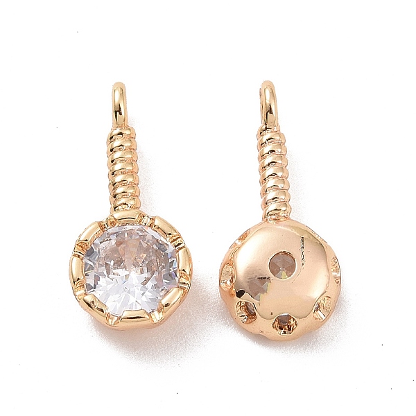 

PandaHall Brass Pave Cubic Zirconia Pendants, Flat Round Charm, Light Gold, 12.5x5.5x2.5mm, Hole: 1.4mm Brass+Cubic Zirconia Flat Round..., Clear
