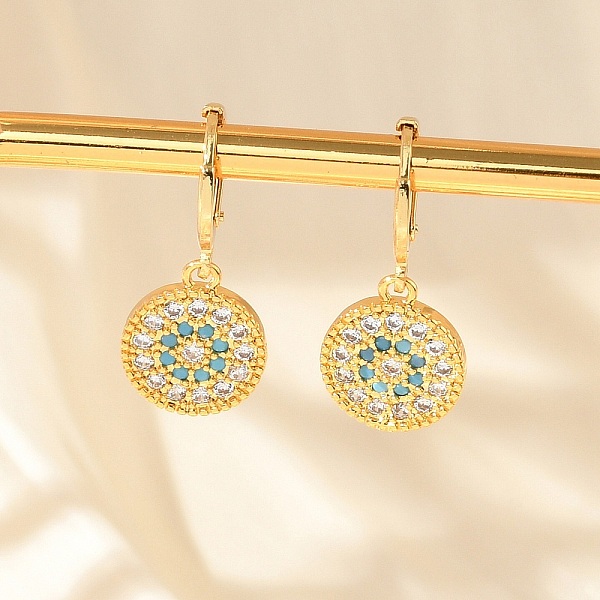 Brass Micro Pave Clear Cubic Zirconia Hoop Earrings