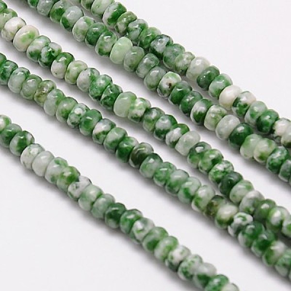 

PandaHall Natural Green Spot Jasper Beads Strands, Faceted, Rondelle, Green, 4x2.5mm, Hole: 0.5mm Green Spot Jasper Rondelle Green