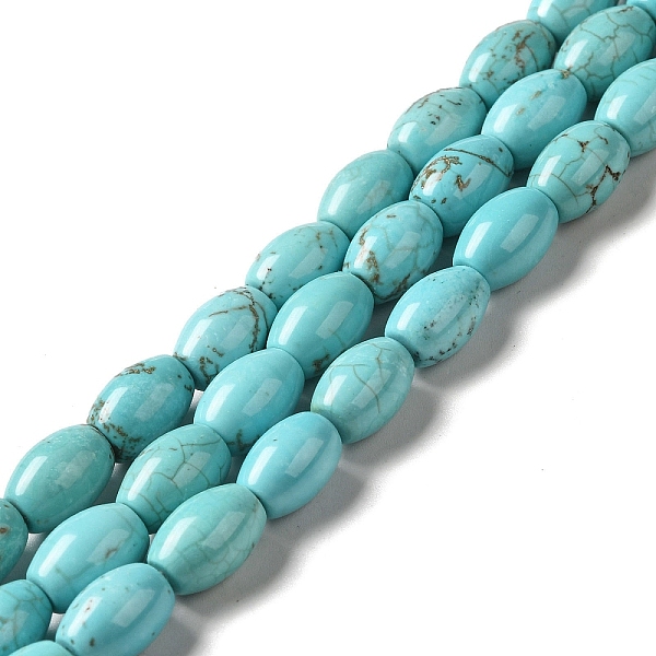 

PandaHall Natural Howlite Beads Strands, Dyed, Oval, Turquoise, 12x8mm, Hole: 1.2mm, about 34pcs/strand, 15.83 inch(40.2cm) Howlite Oval..., Green
