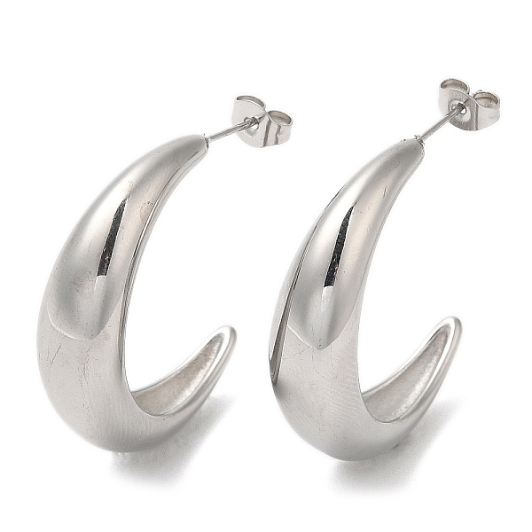 

PandaHall 304 Stainless Steel Crecent Moon Stud Earrings, Stainless Steel Color, 31.5x8.5mm 304 Stainless Steel Moon