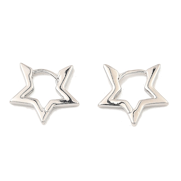 

PandaHall Brass Hoop Earrings, Star, Platinum, 14.5x15.5x2mm Brass Star