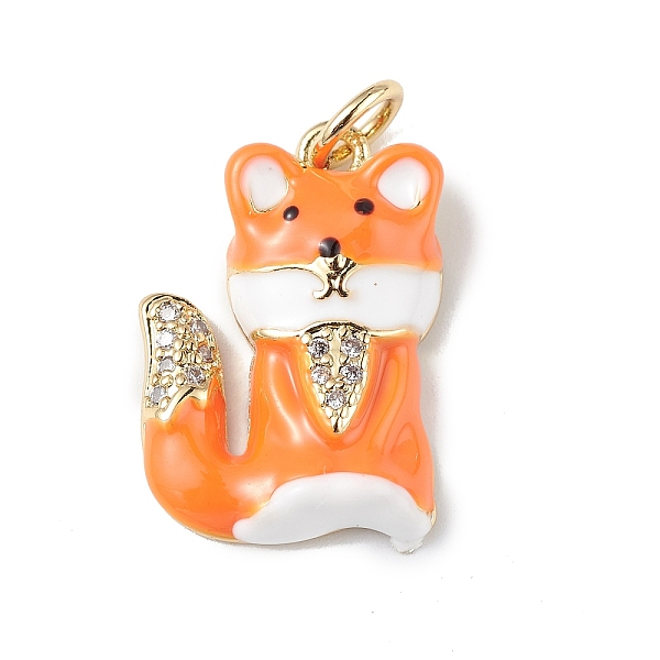 

PandaHall Rack Plating Brass Micro Pave Cubic Zirconia Pendants, with Enamel & Jump Ring, Lead Free & Cadmium Free, Long-Lasting Plated, Fox..., Orange
