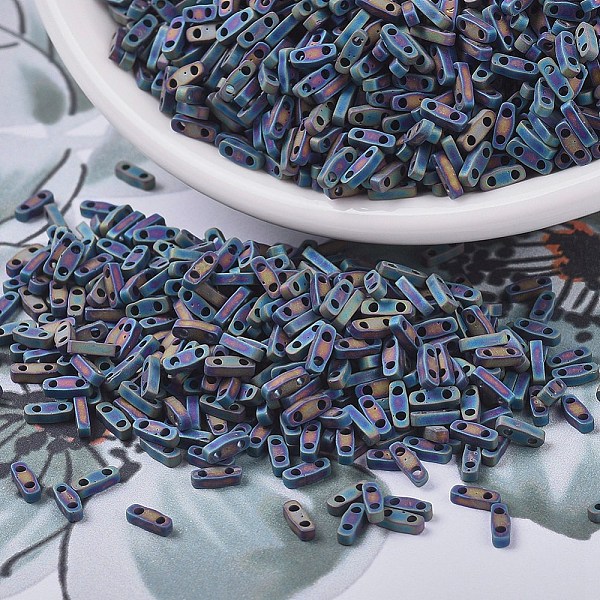 

PandaHall MIYUKI Quarter TILA Beads, Japanese Seed Beads, 2-Hole, (QTL401FR) Matte Black AB, 5x1.2x1.9mm, Hole: 0.8mm, about 2400pcs/50g...