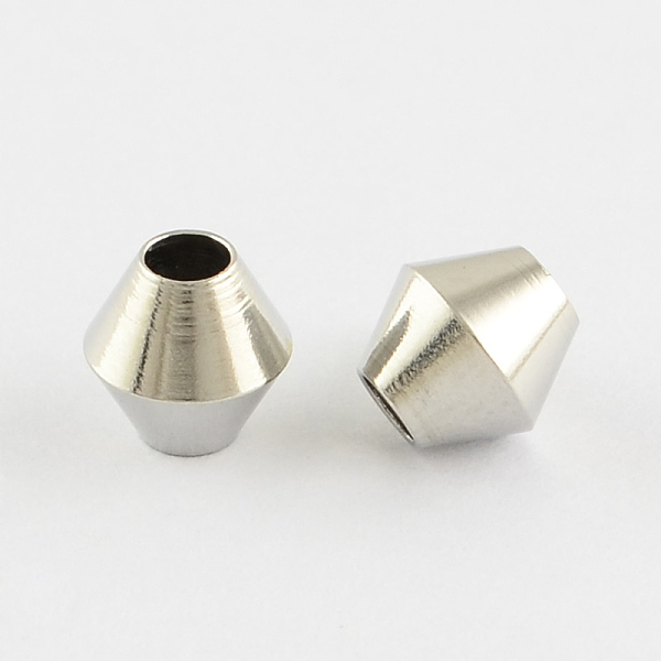 

PandaHall Stainless Steel Bicone Beads, Stainless Steel Color, 6x6mm, Hole: 2.5mm Stainless Steel Bicone