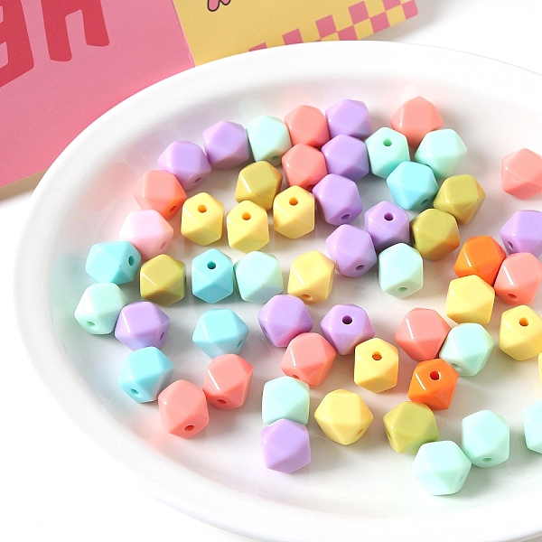 

PandaHall Opaque Acrylic Beads, Faceted, Polygon, Mixed Color, 19x15.7mm, Hole: 3.5mm Acrylic Polygon Multicolor