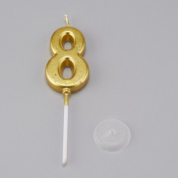 

PandaHall Paraffin Golden Candles, Number Shaped Smokeless Candles, Decorations for Wedding, Birthday Party, Num.8, 8: 100.5x26x6.5mm..., Gold