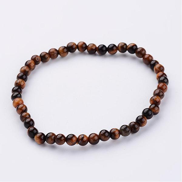 

PandaHall Natural Tiger Eye Beaded Stretch Bracelets, with Elastic Fibre Wire, 2-1/4 inch(55mm) Tiger Eye