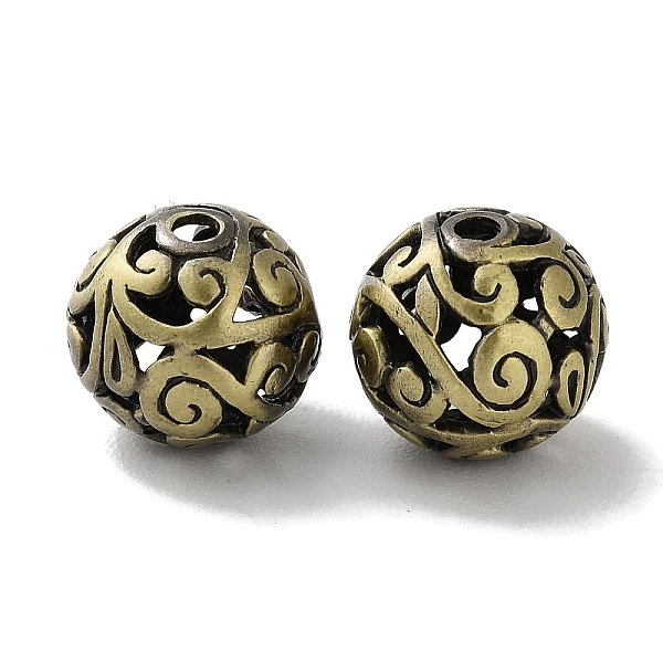 

PandaHall Tibetan Style Brass Beads, Cadmium Free & Lead Free, Hollow Round, Antique Bronze, 13.5x13mm, Hole: 2mm Brass Round