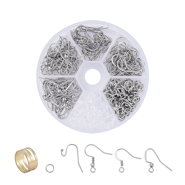 

PandaHall 304 Stainless Steel Earring Hooks, with Plastic Ear Nuts, Jump Rings and Brass Assistant Tool, Mixed Color, 8x2cm 304 Stainless...
