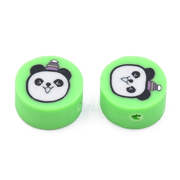 

PandaHall Handmade Polymer Clay Beads, Flat Round with Panda Pattern, Lime, 9x5mm, Hole: 1.5mm Polymer Clay Flat Round Green