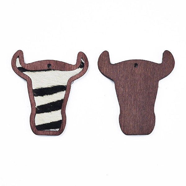

PandaHall Eco-Friendly Cowhide Leather Big Pendants, with Dyed Wood, Cow's Head, Beige, 55x50x3mm, Hole: 2.5mm Leather Other Animal Yellow