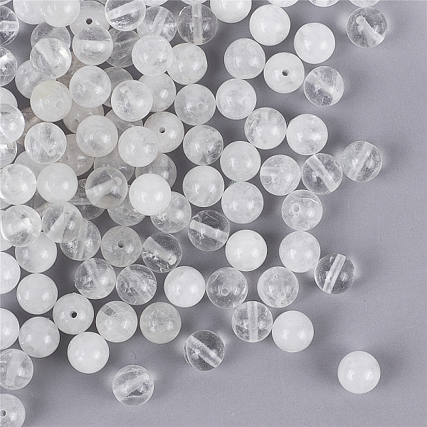 PandaHall OLYCRAFT 94pcs 8mm Natural Clear Quartz Beads White Crystal Bead Strands Round Loose Gemstone Beads Energy Stone for Bracelet...