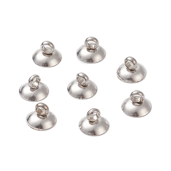 PandaHall 304 Stainless Steel Bead Cap Pendant Bails, for Globe Glass Bubble Cover Pendants, Stainless Steel Color, 7mm, Hole: 1.8mm 304...