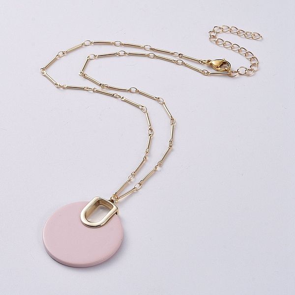 

PandaHall Acrylic Pendant Necklaces, with Golden Plated Brass Bar Link Chains and 304 Stainless Steel Lobster Claw Clasp, Flat Round, Mixed..., Multicolor