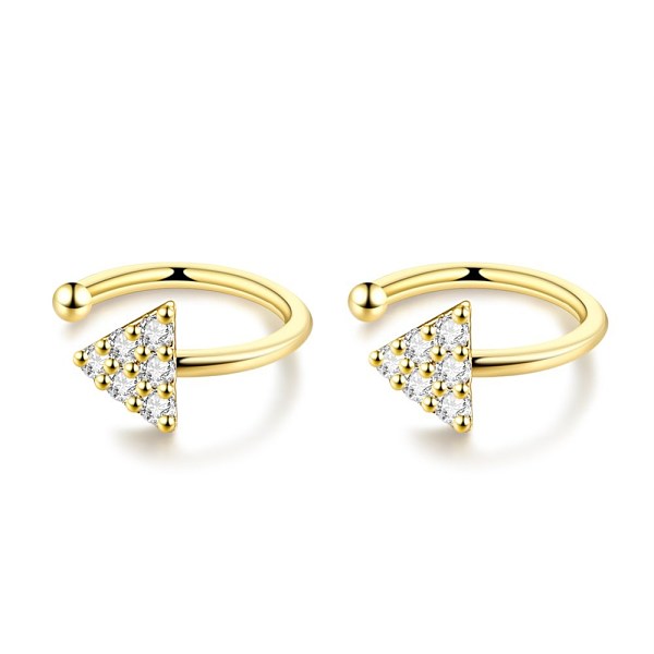 

PandaHall Brass Micro Pave Clear Cubic Zirconia Cuff Earrings, Triangle, Golden, 12mm Brass Clear