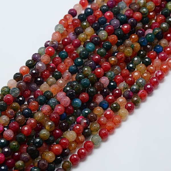 

PandaHall Natural Agate Round Beads Strand, Dyed, Faceted, Mixed Color, 6mm, Hole: 1mm, about 62pcs/strand, 14.17 inch Natural Agate Round..., Multicolor