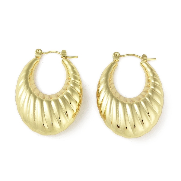 

PandaHall Ion Plating(IP) 304 Stainless Steel Hoop Earrings for Women, Oval, Real 18K Gold Plated, 34x10mm 304 Stainless Steel Oval